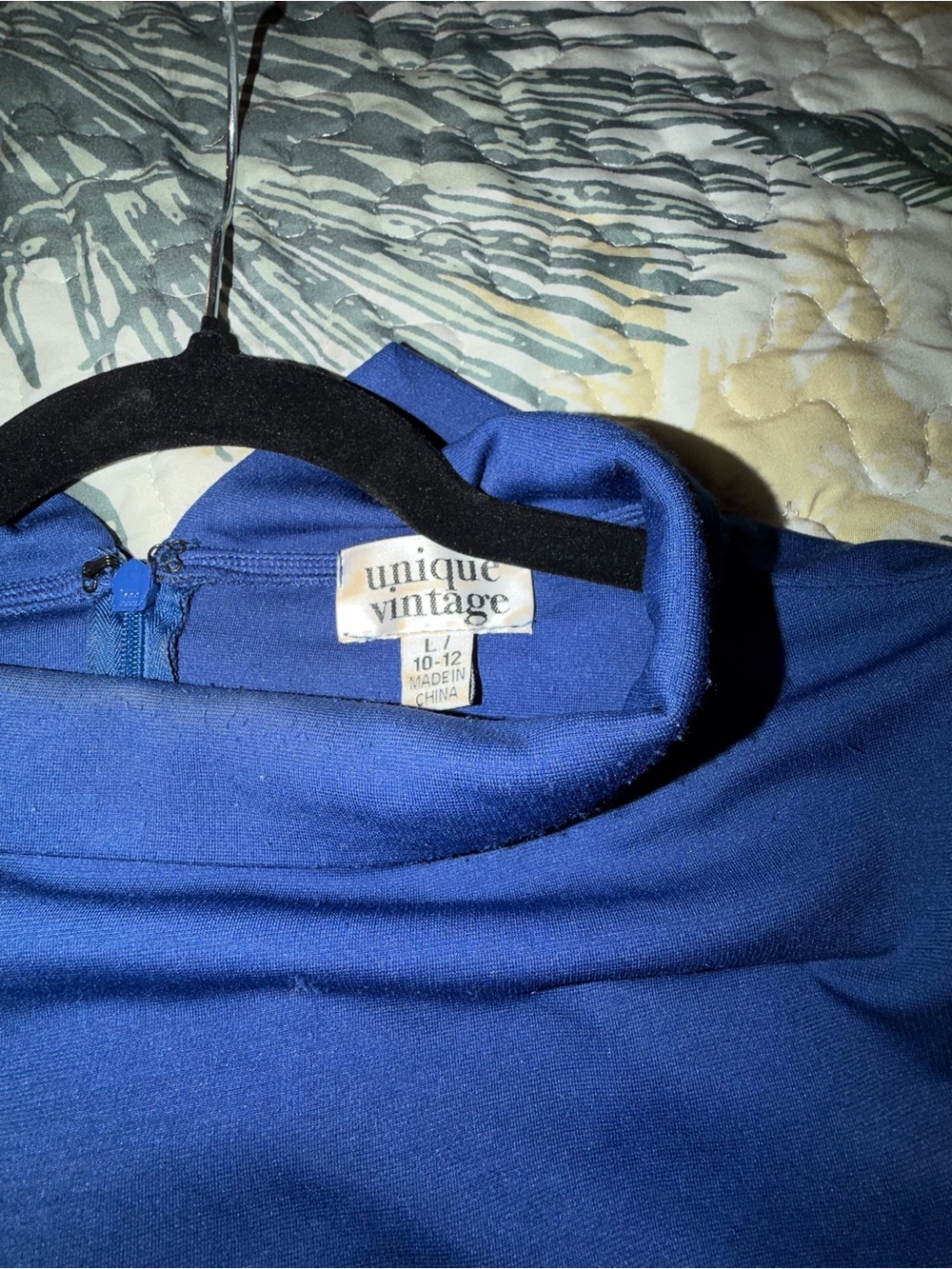 Unique Vintage Royal Blue Midi Sheath Dress - Picture 4 of 4
